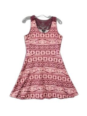 rue21 Pink Crochet Mini Dress Stretch Sundress Sleeveless Scoop Neck Women M Zip